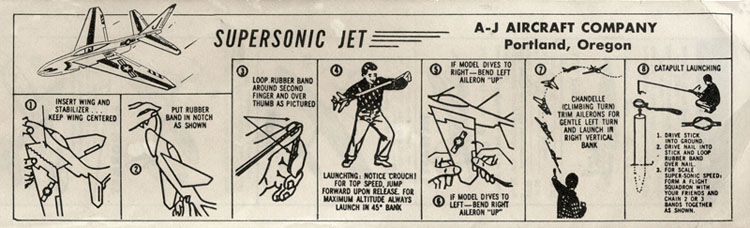 A-J Supersonic Jet balsa glider instructions